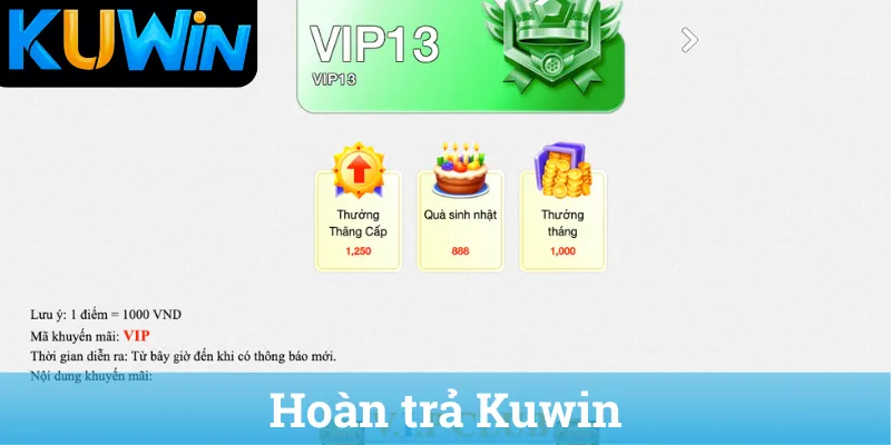 Hoàn trả hội viên vip club Kuwin
